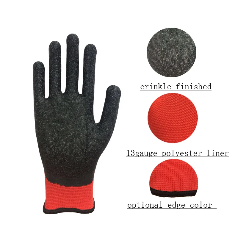 High Quality Top Gloves 13 Gauge Latex Gloves Price / Making Machine Nylon Liner, Latex Coated Gray, Black 12000pairs 23-26cm