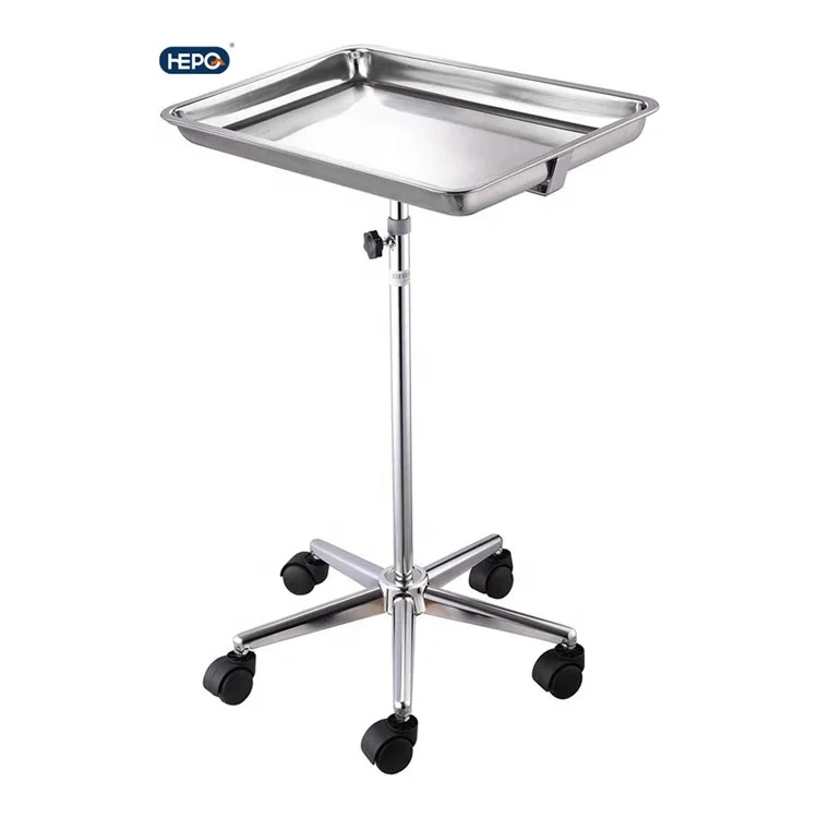 LQX Adjustable Mobile Mayo Stainless Steel Tray Stand Premium Stainless Steel Extra Large Salon Tray Medical Tray Mayo Stand