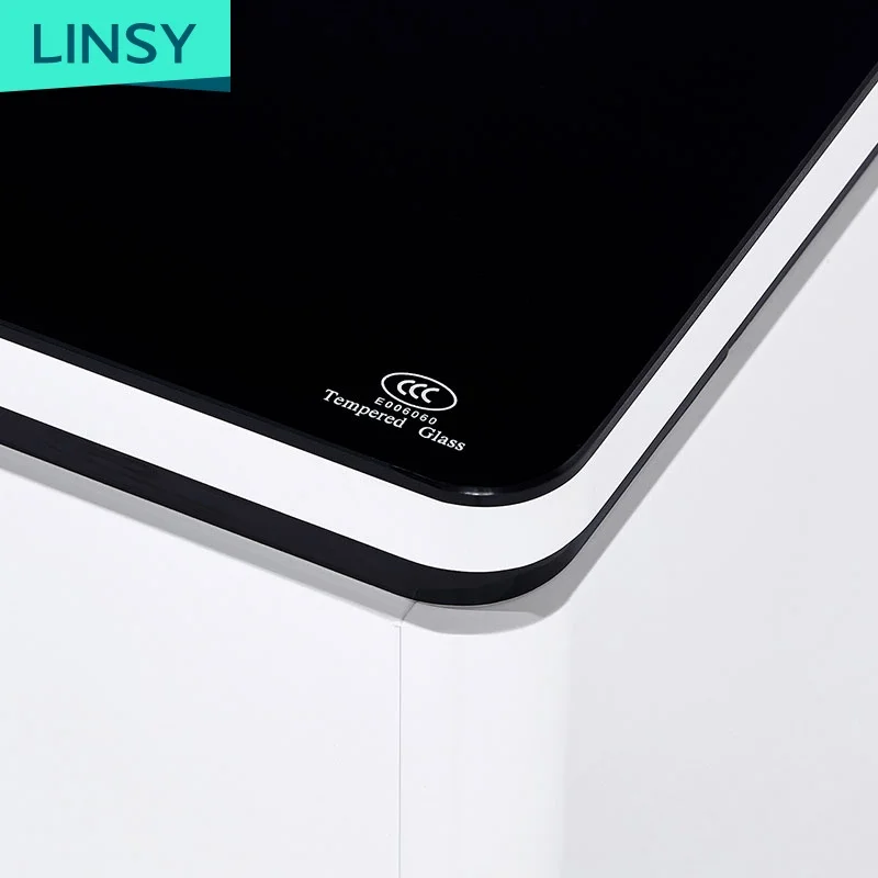 Linsy Simple Design Tv Cabenits Storage Drawers Tempered Glass Sideboards Tea Tale White Tv Stand And Coffee Table Set BI1M