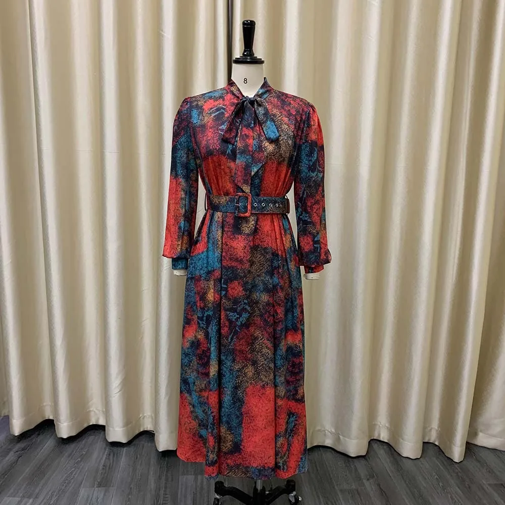 autumn 2022 new arrivals women clothes printed elegant casual office dress ladies fashion dresses plus size club dress