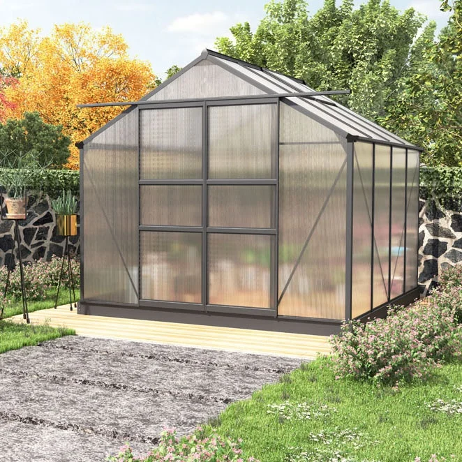 8x8FT tall wall aluminum frame garden agriculture greenhouse kit polycarbonate greenhouses