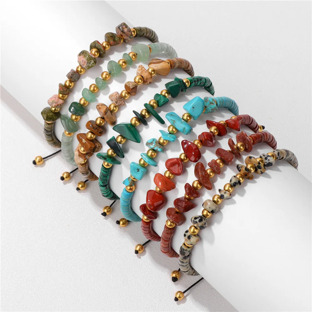 Wholesale Braided Beaded Bracelet for Women Jewelry Chips Beaded Healing Crystal  Meditation Jewelry Minimalist Stone Bracelet