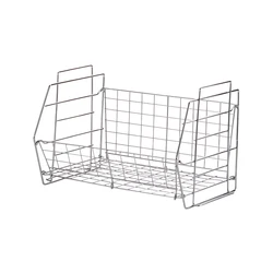 China Factory Production Holder Wire Baskets Storage Basket With Handle Folding And Stackable Rack