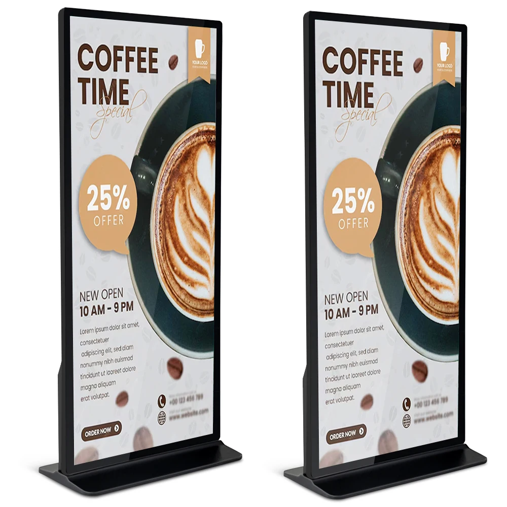 Dynamic 32 43 55 65 Inch Indoor Digital Signage 2K LCD Totem Touch Screen Robust Design for Public Spaces and Retail