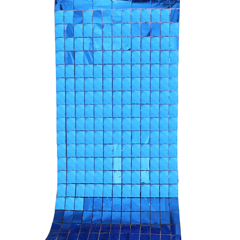 Hot Sale Multicolor Glitter Metallic Square Aluminum Foil Fringe Curtain For Party Backdrop Photo Background Wholesale