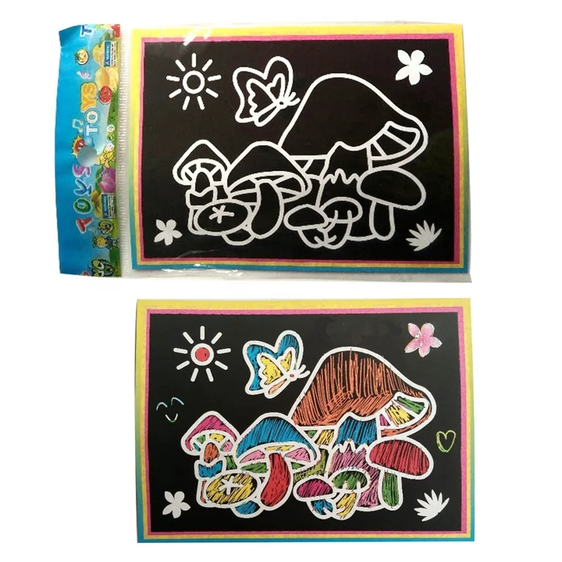 Детская картина среднего размера, волшебная доска для рисования, картина с царапинами, цветные бумажные карточки, рукоделие, развивающая игрушка «сделай сам» с царапинами