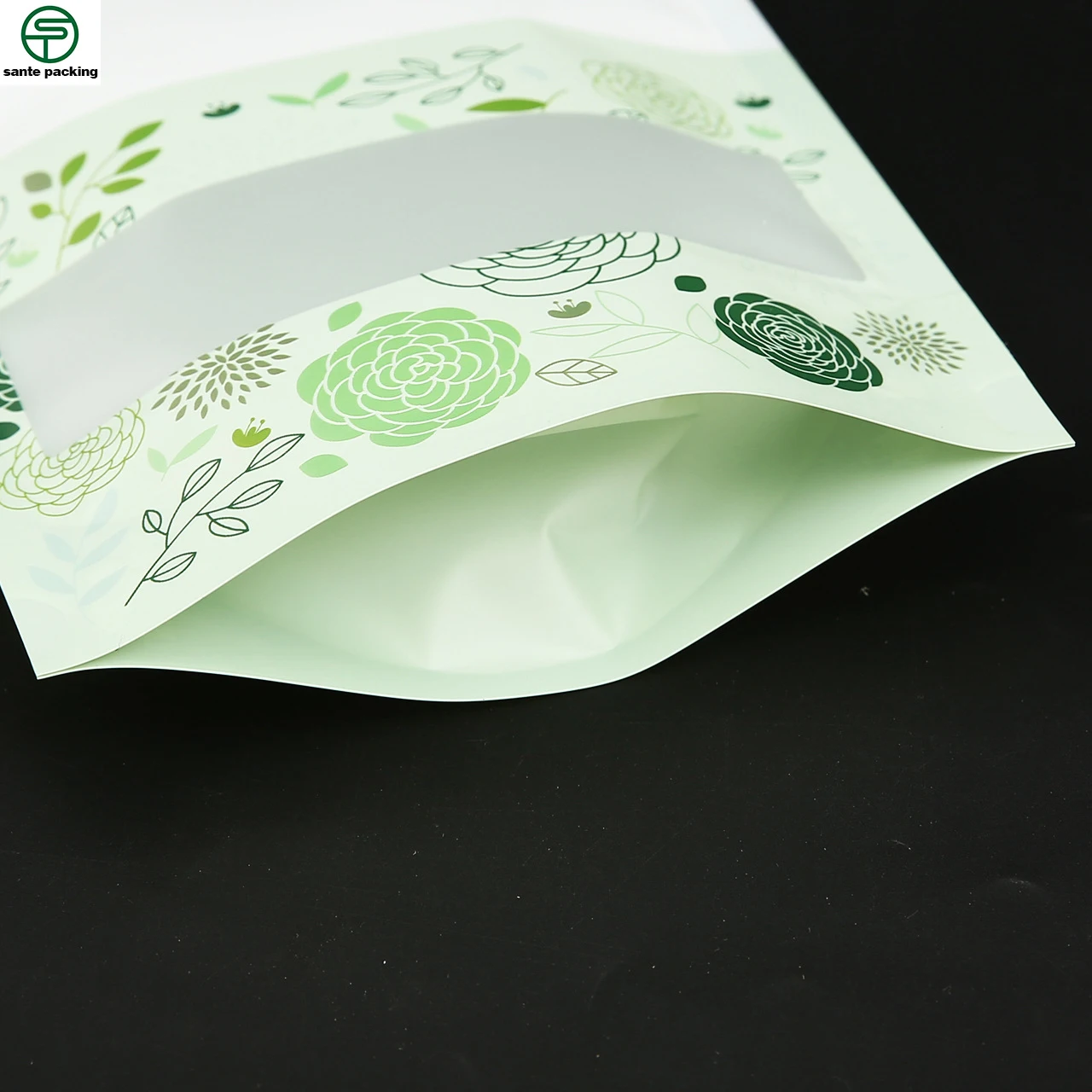 Customized Waterproof Food Packaging Tea Coffe Pop-corn Dried Fruits Snacks Coolies Stand Up Pouch With Open Window
