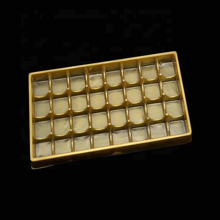 Gold Chocolate Packaging Box with Plastic Tray / Dividers Eco-friendly Paper HOT Custom Design Luxury Packaging  inner container