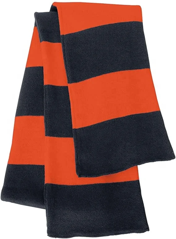100% Acrylic Knit Rugby Striped Team Color Scarf