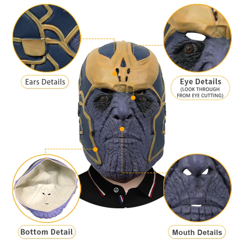 The Avengers Infinity War Cosplay Costumes Thanos Latex Mask Infinite Gauntlet Halloween Adult Masks