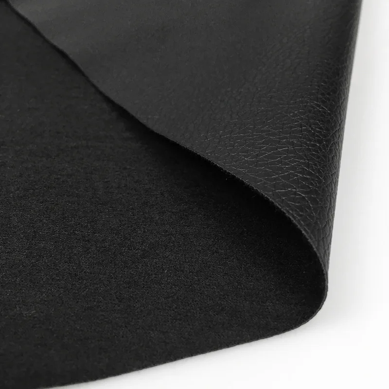 Custom Thick Black Emboss 3D Litchi Split Texture Rexine Artificial Synthetic PU Shoe Fabric Faux Leather for Shoes Sofa Car