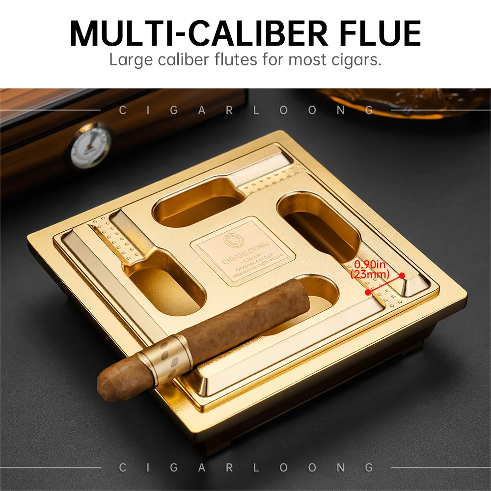 CIGARLOONG Windproof Lighter Sharp Cigar Cutter Ashtray Cigar Holder 5-piece Platinum Luxury Cigar Accessories Set