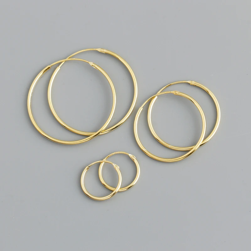 RINNTIN APE30 925 Sterling Silver Big Hoop Earrings Fashion Earrings for Women Gold Plated Jewelry wholesale Korean Earings