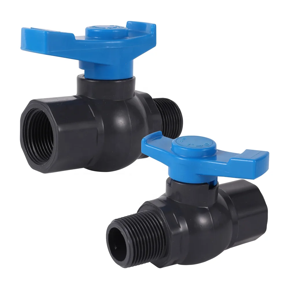 3/4 1 inch Female Thread to Male Thread Garden Fish Tank Water Controller PVC Compact Ball Valve