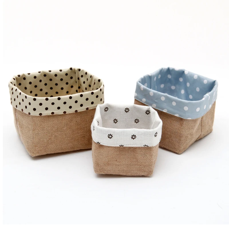 yanyi OEM ODM Hand-woven Crafts Linen Storage  Baskets With Lining Set of 3