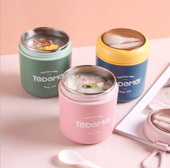 2021 hot selling Homio Tedemei Manufacturer colorful 304 stainless steel breakfast soup cup food container