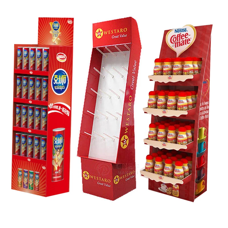 Custom water wine beer drink beverages Corrugated funko pop cardboard display rack cardboard floor display shelf foldable fsdu