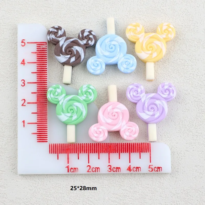 Big Size Rainbow Color Lollipop Resin Cabochon Swirl Sugar Lolly Lollipop Polymer Clay Craft Nail Decoration