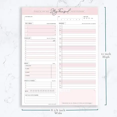 Daily Planner Notepad To Do List Schedule- 50 Tear off Premium Stay Focused Lists Pad