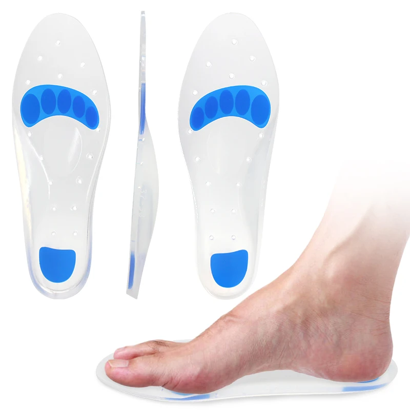 Orthopedic Silicone Flat Foot Arch Support Insoles Medical Silicone Shock Gel Absorbing Insole with Airholes