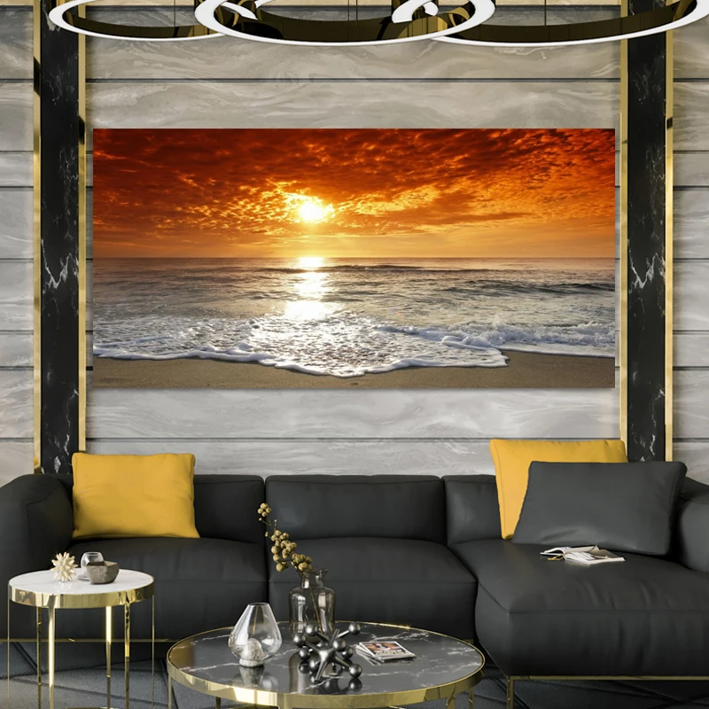 Настенная живопись пейзаж плакаты печать морской пейзаж восход солнца картины пляжная настенная живопись на холсте