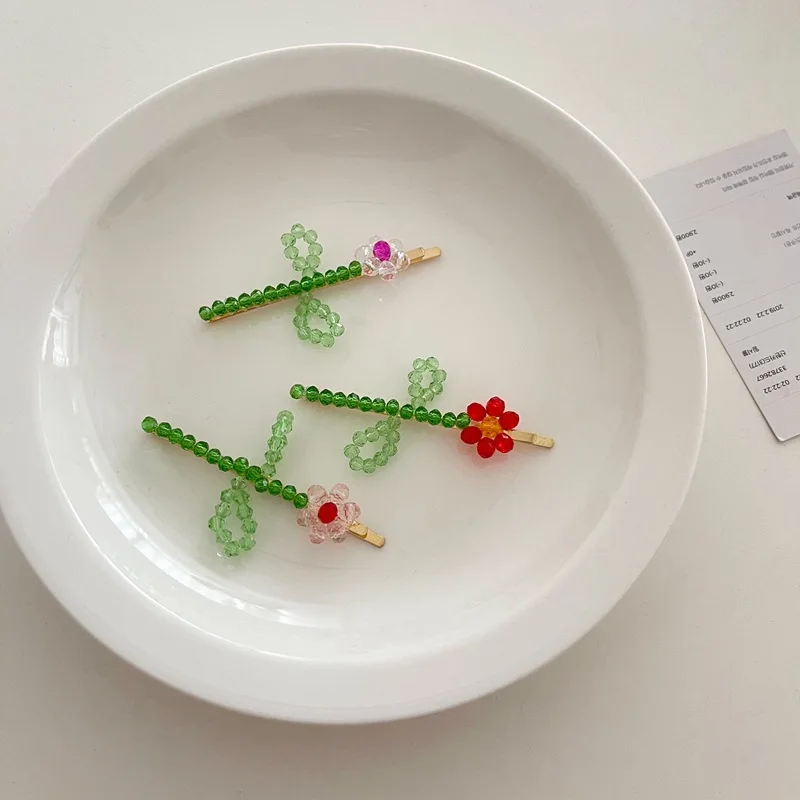 Hot Sale Crystal Beaded Hair Clips Bobby Pins Fashion Hairgrips Accessories For Women Barrette Hairclip Hairpin