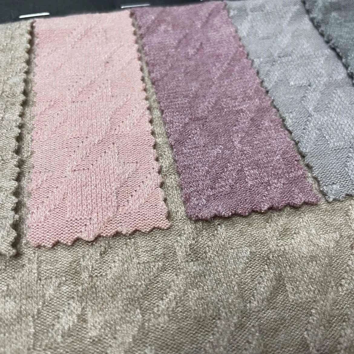 NTR Customized patter color Soft 50%Rayon 25%Poly  22%Nylon 3%Spandex Jacquard loose knit Fabric for Winter Sweaters