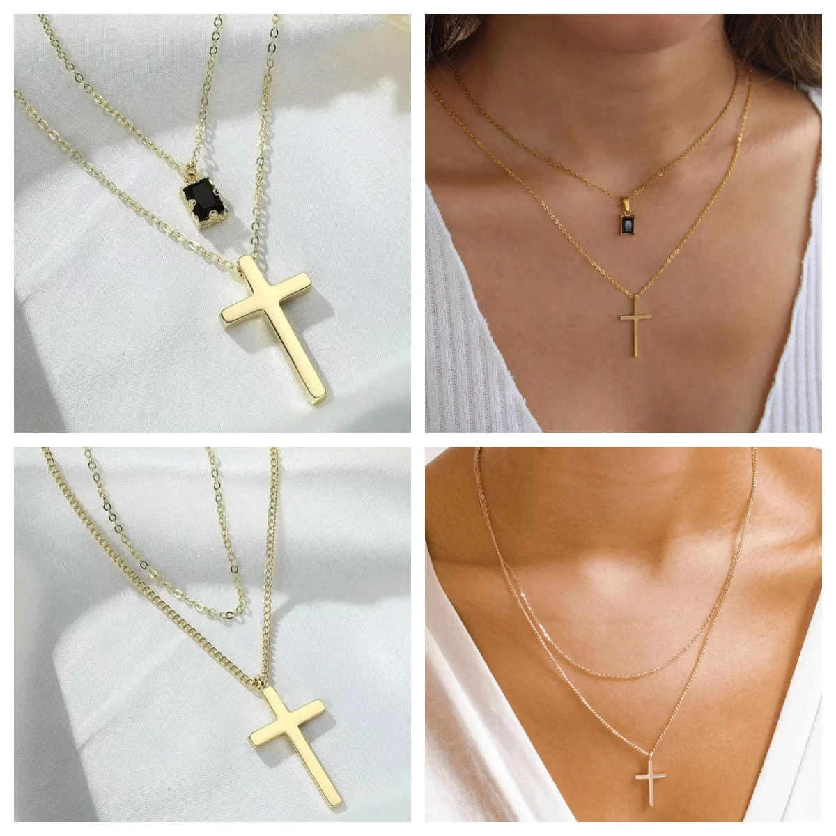 New Fashion Jewelry Necklace Cross Pendant Necklace Jewelry Women 925 Sterling Silver Catholic Cross Gold Coin Necklace Jewelry