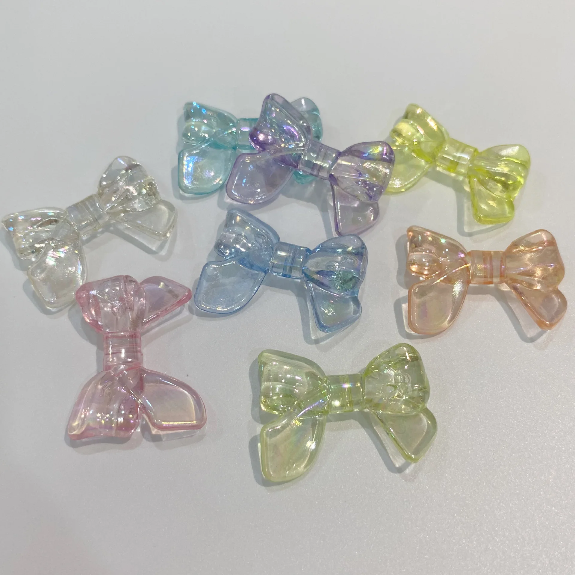 Wholesale Bowknot Acrylic Bead 24*32mm transparent AB color Beads for DIY phone shell necklaces Jewelry Making Accessories