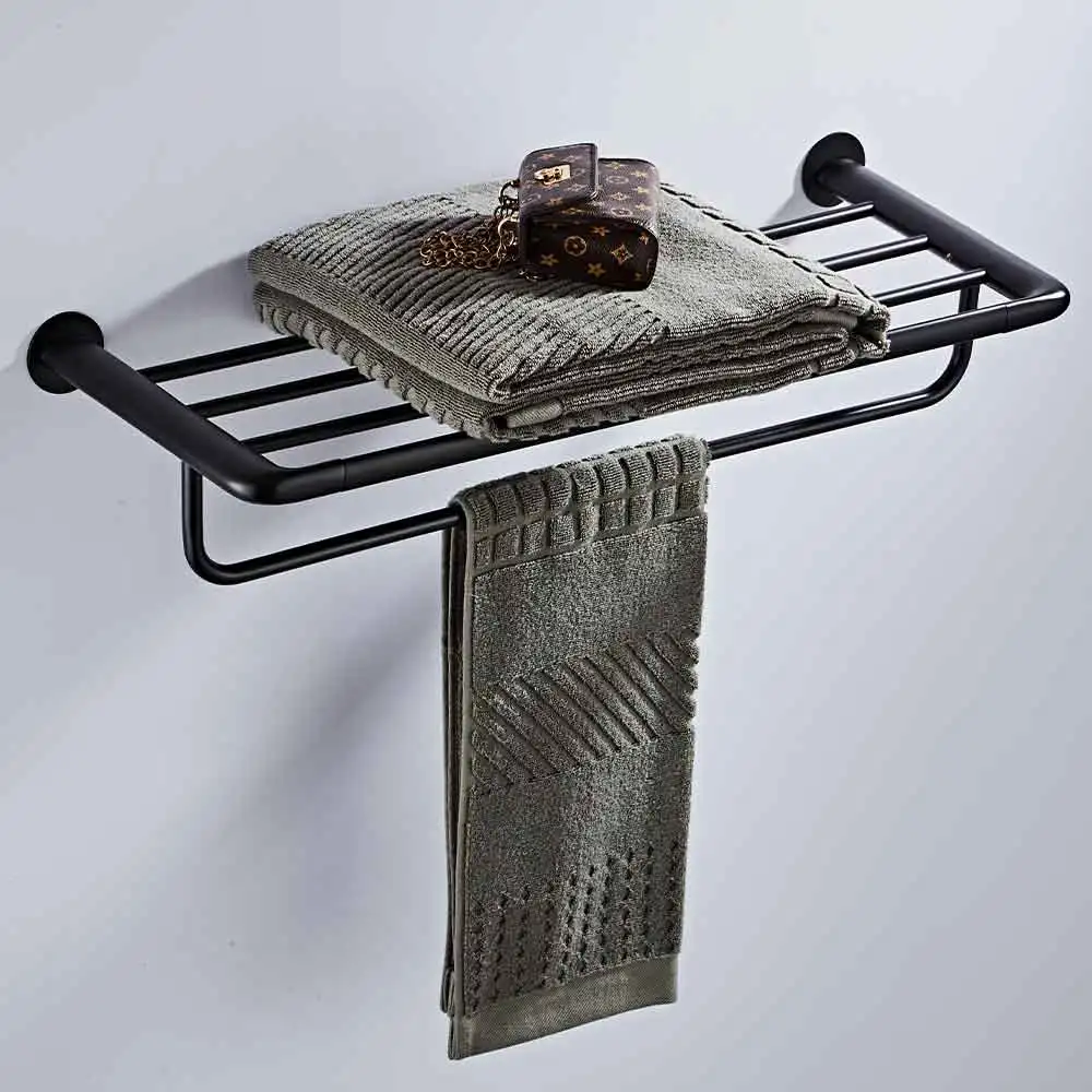 Hot Sale Bathroom Black Towel Rack Wall Mounted  Straight Hanging Style Holder Four-Pole Towel Ra