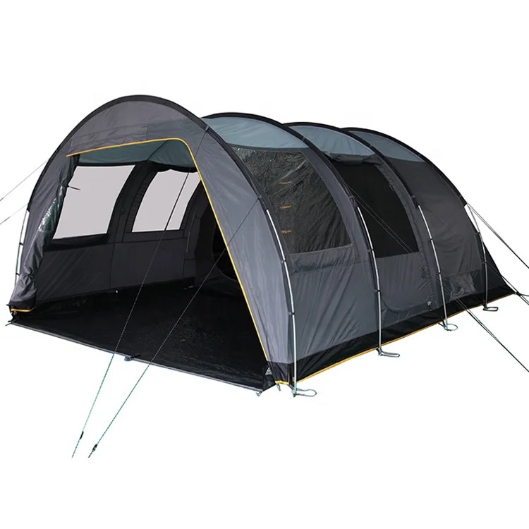 5-6 Person Luxury Tunnel tent Outdoor Camping family tent with Double mesh door & two rooms
