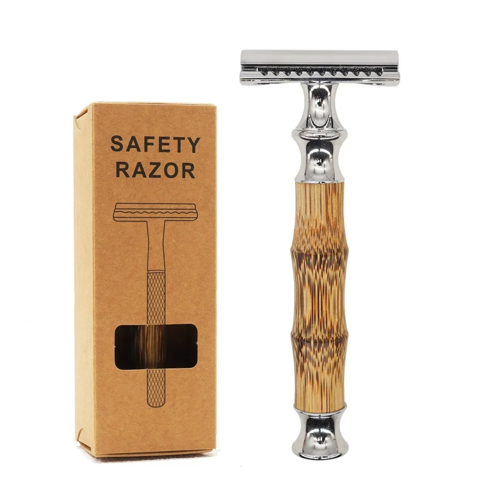 Best quality classic 3 parts wood brand natural bamboo safety shaving razor for men