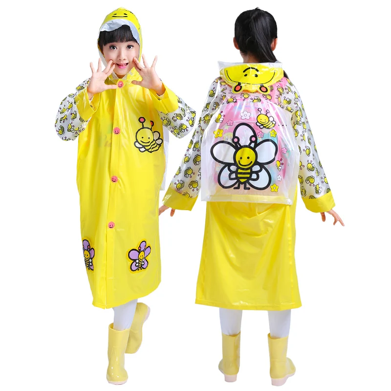 Rain Coats for Kids Emergency Reusable Outwear Kids RainCoat Rain Ponchos With Hood and Bag Seat
