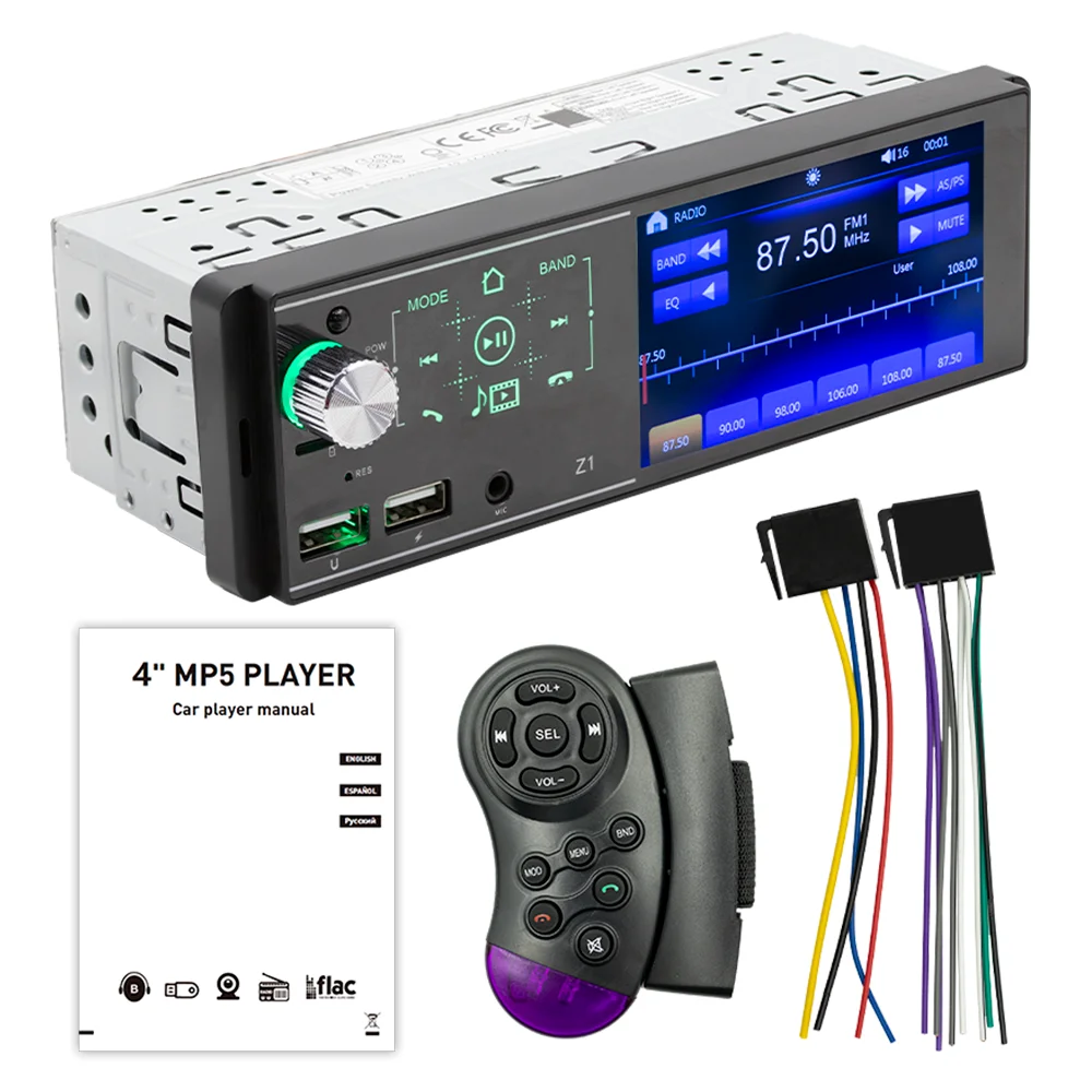 Bluetooth Touchscreen Player 4.1 Inch IPS Digital Display Multimedia Car Radio with CarPlay 1DIN MP5 Car Stereo Radio