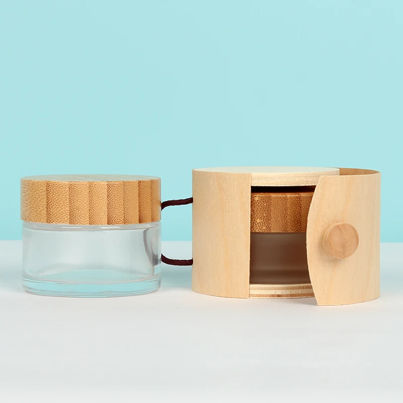 shuangyu hot sale 50G face Cream cosmetic glass jars  with nature wooden cap