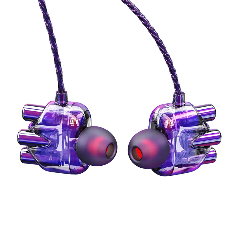 Quality Transparent 3.5mm Dual Speaker Wired Ear Phone Headphones Earphone