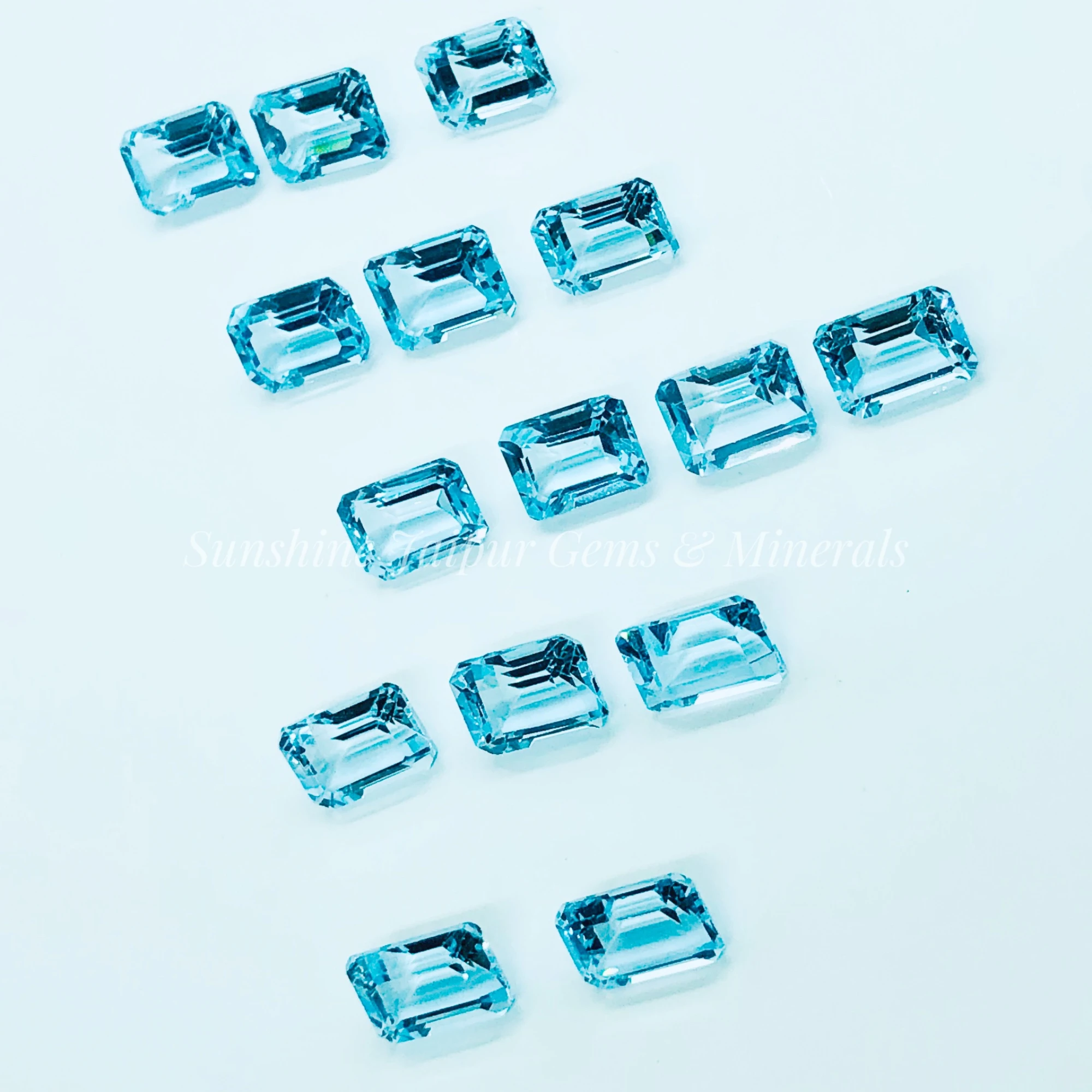Wholesale Factory Price High Quality 6X8mm Octagon Cut Natural Sky Blue Topaz Faceted Loose Stone Per Carat Rose Silver