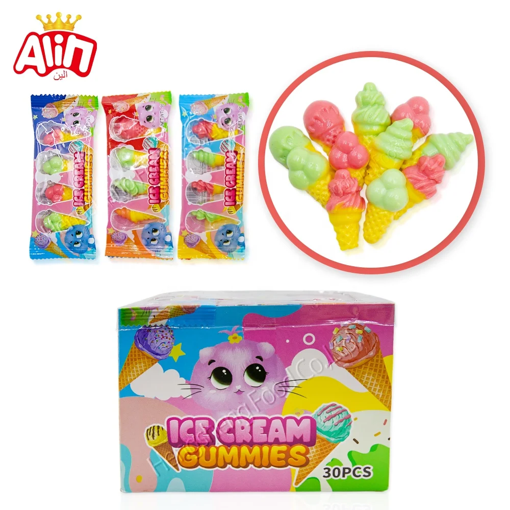 candy wholesale snacks candy Individually packed 4 PCS Ice cream sour and sweet gummy candy