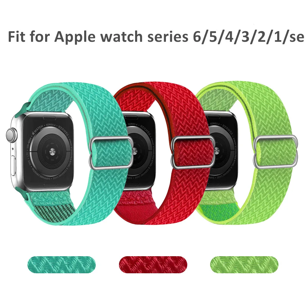 Ремешок нейлоновый для наручных часов Apple Watch эластичный плетеный браслет с волнистым рисунком Series SE 6 44 мм