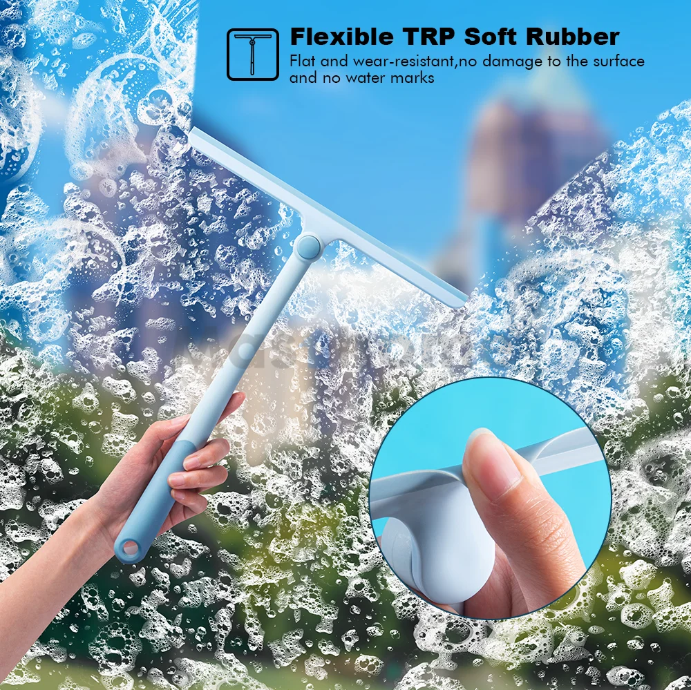 Masthome tpr handle window washing cleaner flexible window cleaning rotatable head squeegee