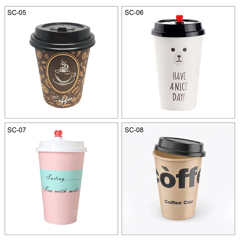 Slim Printed Paper Coffee Cup Bulk Paper Cups Recyclable For Breakfast Beverage
