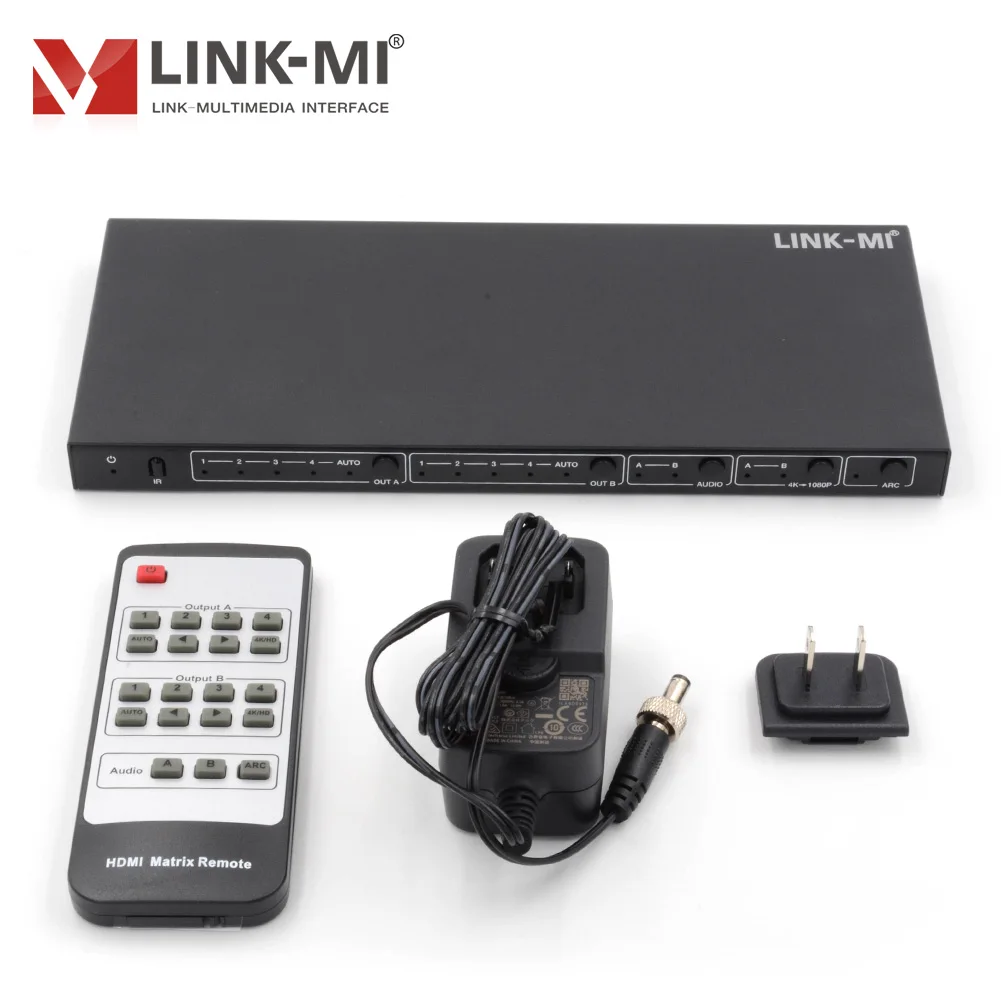 LINK-MI 4x2 матричный видеокоммутатор HDMI с аудио экстракт/весы/дуги/EDID HDCP2.2 4K2K @ 60 Гц HDCP 2,2/HDCP 1,4 и DVI 1,0 совместимый
