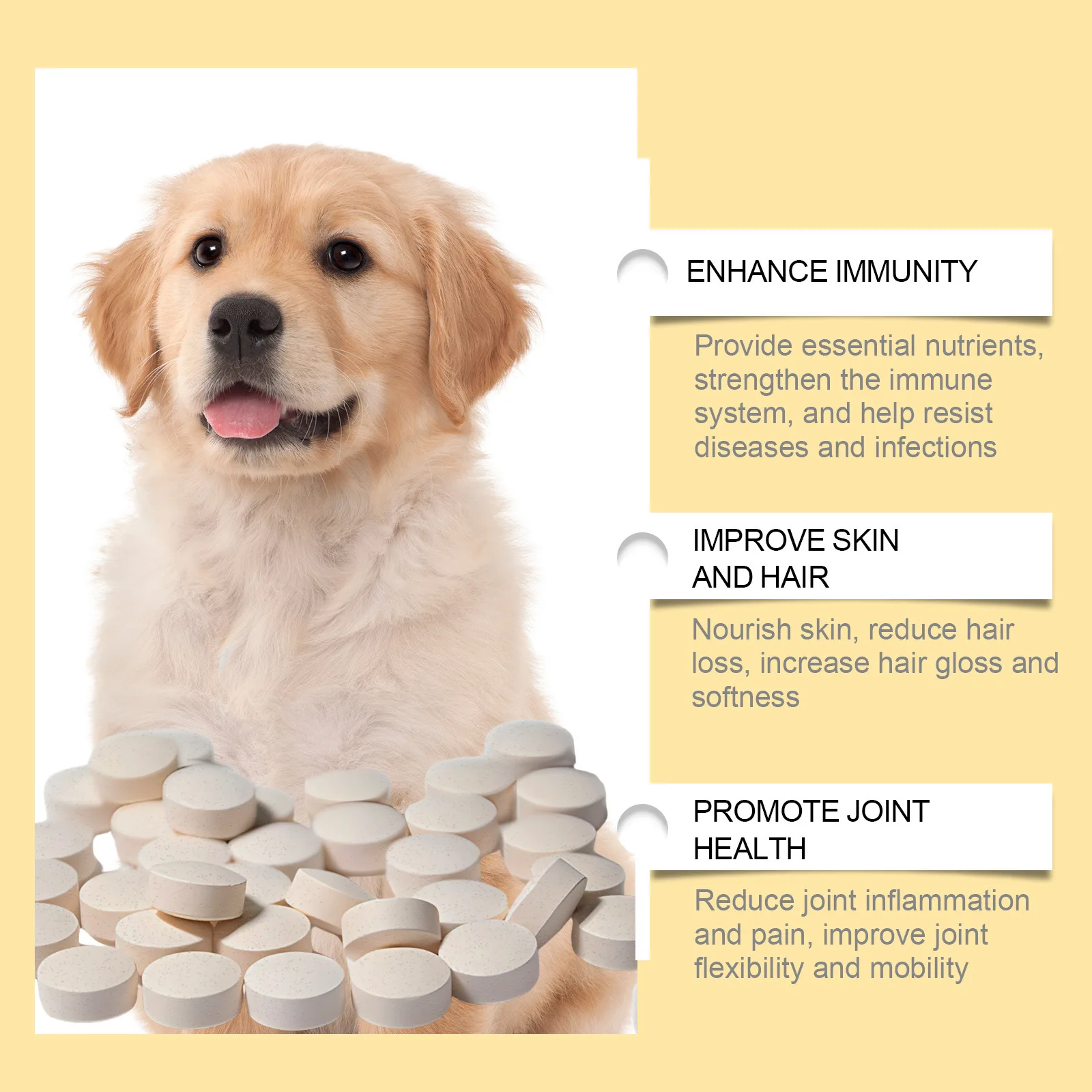 Multivitamin fish oil tablets for dogs, pet dog hair care moisturizing skin care, pet health products, pet care