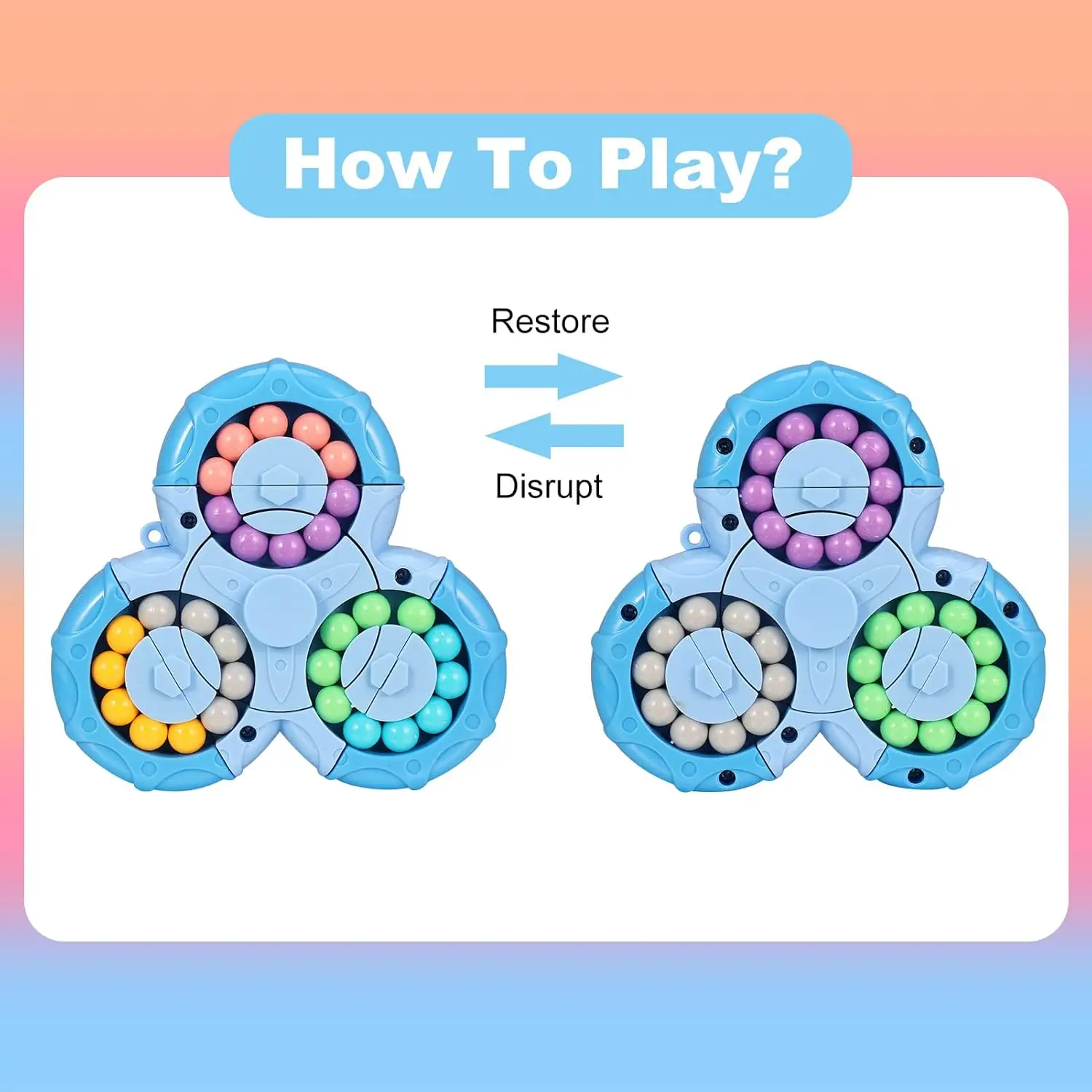 Magic Bean Puzzle Toy, Rotating Magic Bean Fidget Toys 2-in-1, Magic Ball Brain Teaser STEM Game