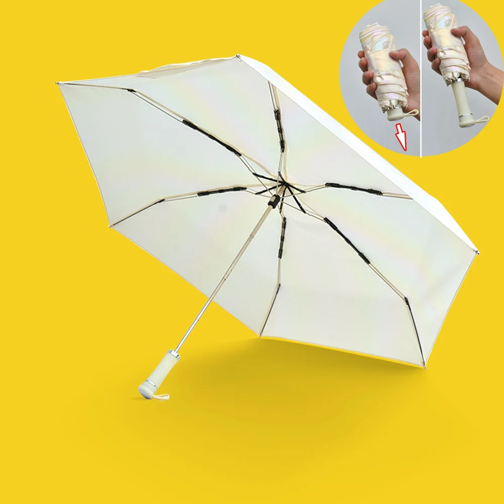 New 5 Fold Mini Sunscreen Parasol Six Bone,Small Foldable umbrellas for Sunny Rainy Days Manual Control for Travel/
