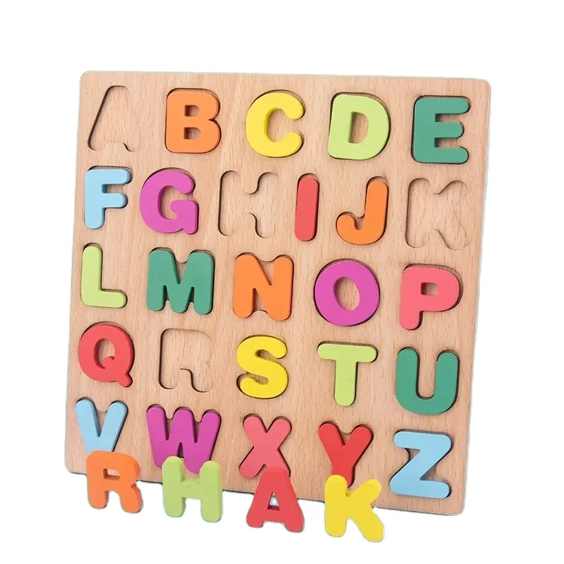 Children Toddler English Montessori Board Alphabet Abc Letter And Number Kids Educational Learning Toys Wooden Puzzle Board