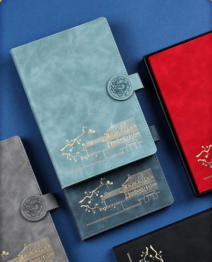 Customized Hardbound notebook Writing Book with Magnetic Buckle Embossed Logo Notepad Office Learning journal Diary