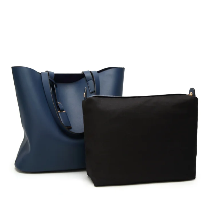 simple design leisure microfiber vegan leather daily tote set  women shoulder bag