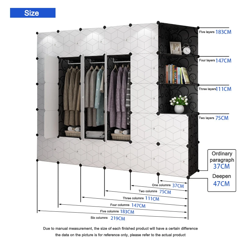 
Storage hanging clothes portable plastic wardrobes bedroom modern furniture 