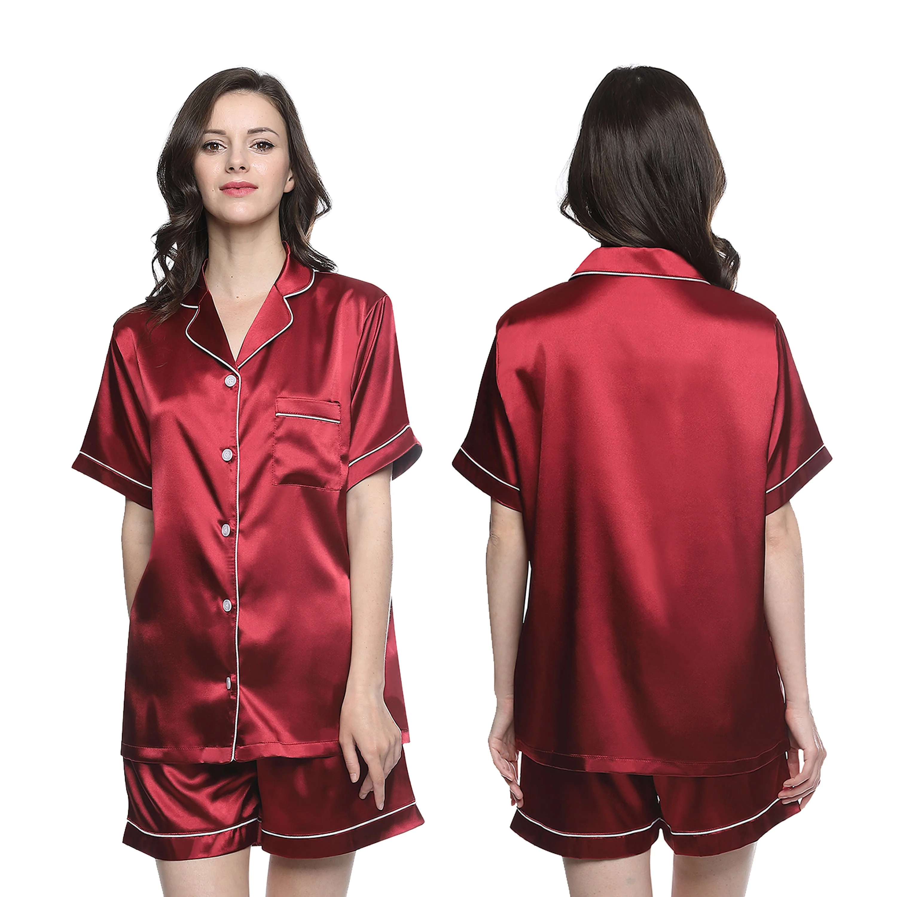 Multiple Colors High Quality Satin Silk Women Pajamas